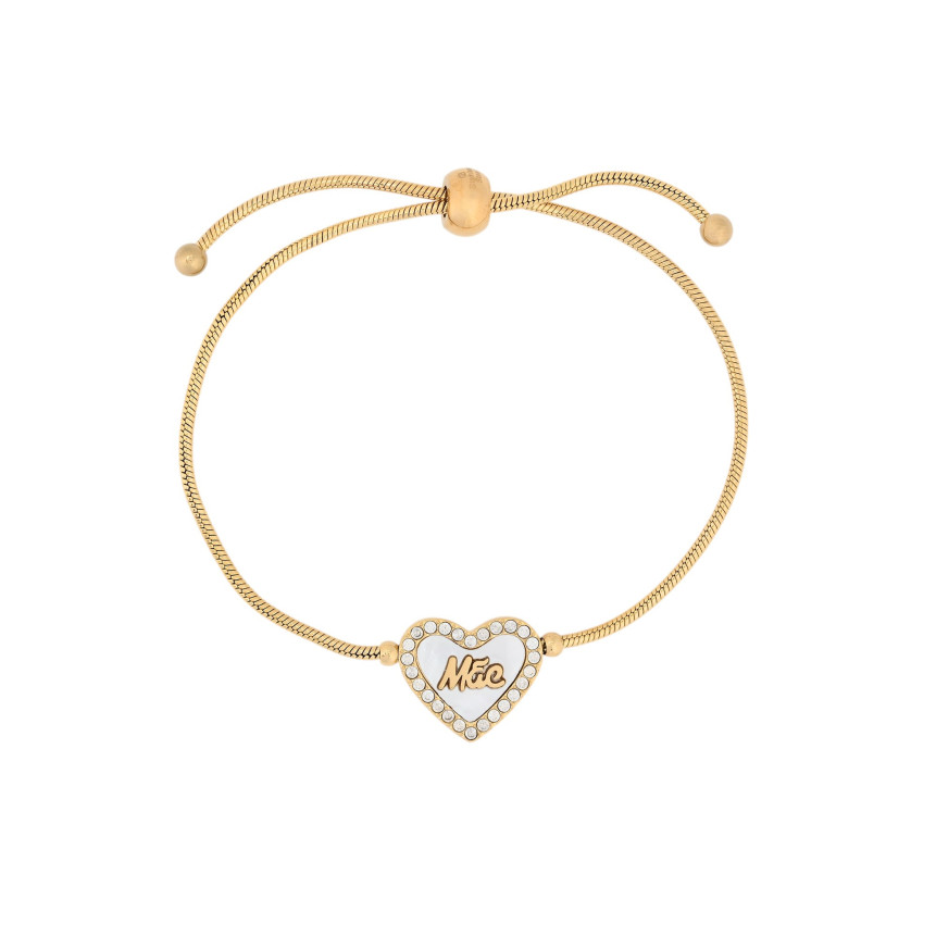 Pulseira ajustável em aço mãe coração GB