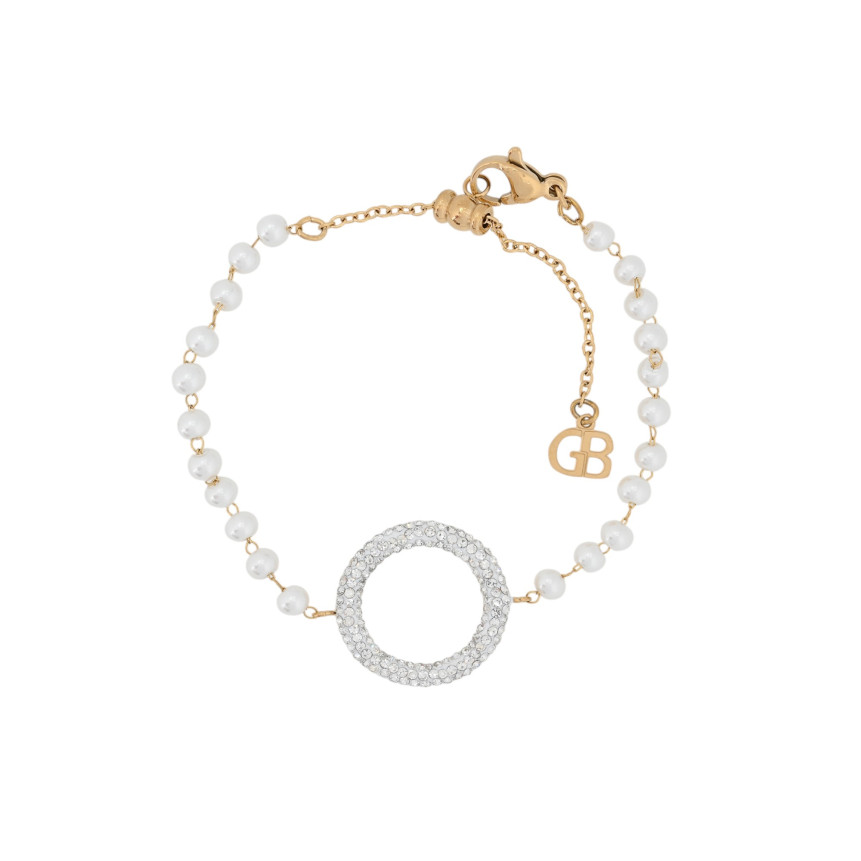 Steel bracelet pearls and circle GB