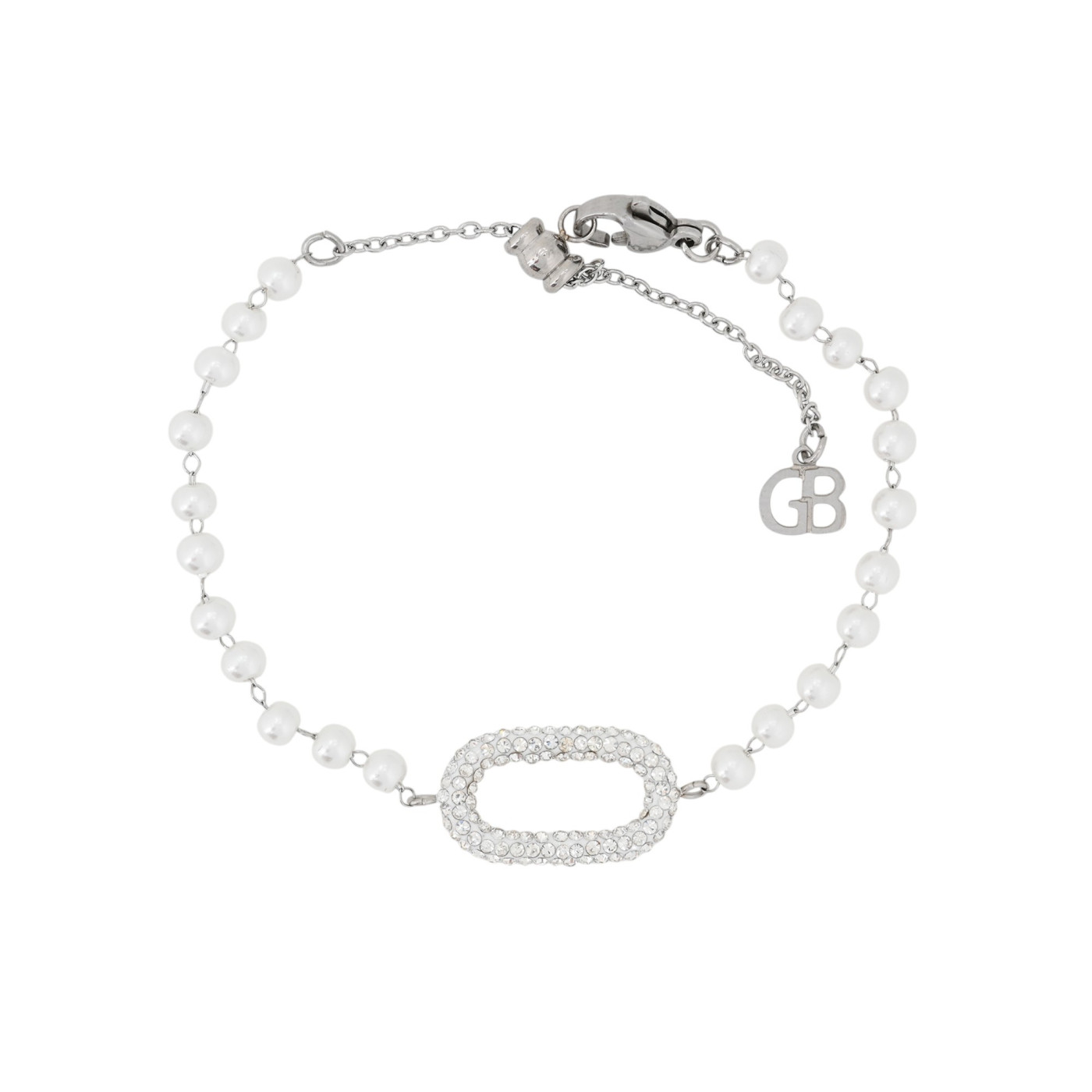 Pulsera en acero perlas y brillantes GB