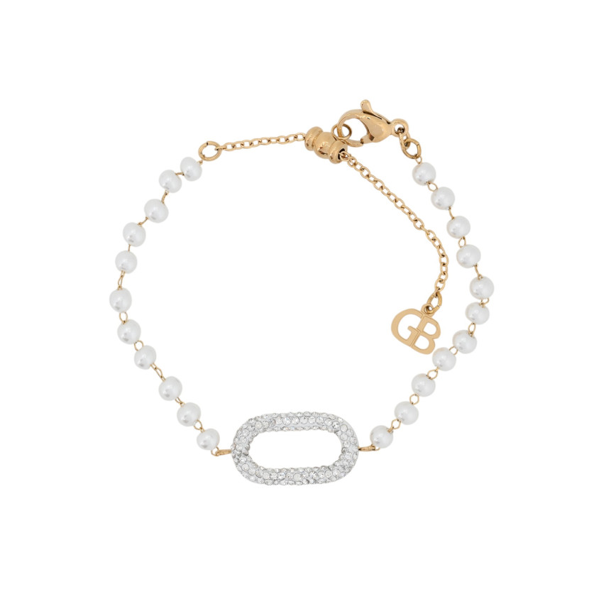 Pulseira em aço pérolas e brilhantes GB
