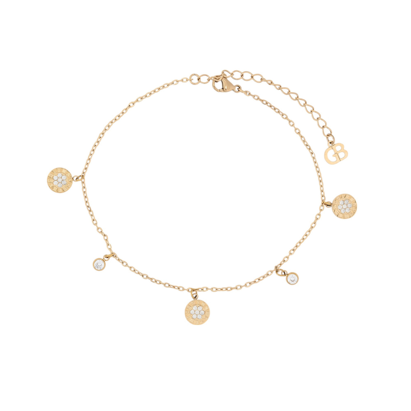 Pulseira de pé aço pendente redondo GB