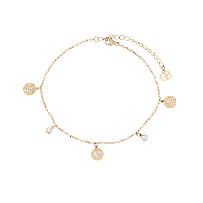 Pulseira de pé aço pendente redondo GB