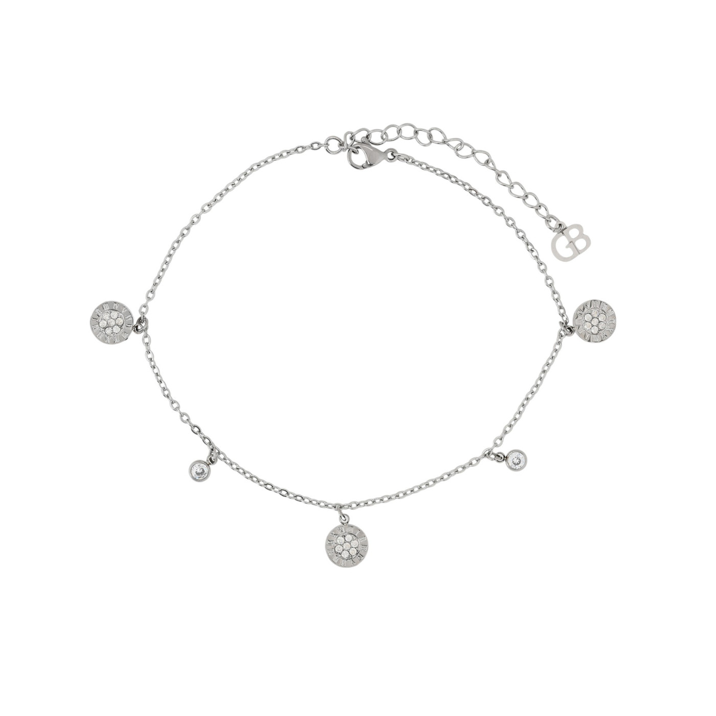 Pulseira de pé aço pendente redondo GB
