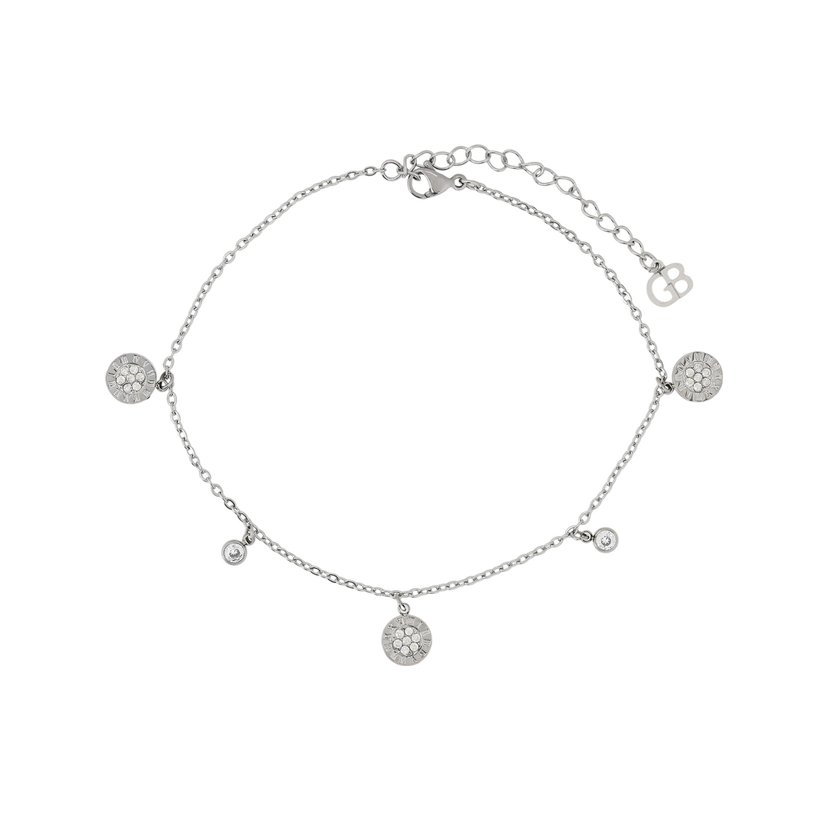 Pulseira de pé aço pendente redondo GB