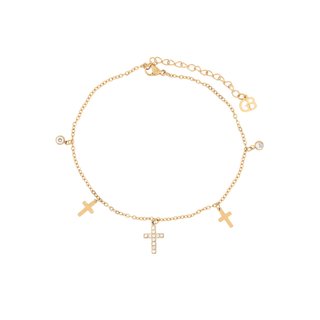 Pulseira de pé aço cruz GB