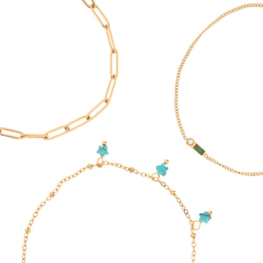 Conjunto pulseiras em aço estrela GB