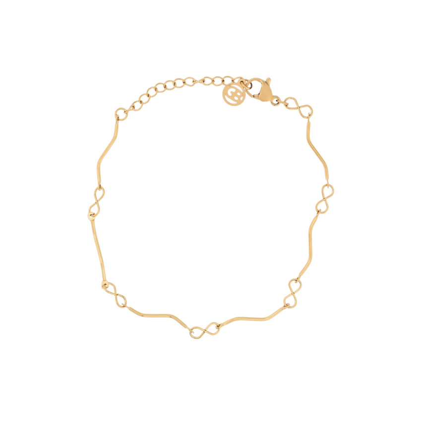 Pulseira em aço irregular com infinitos GB