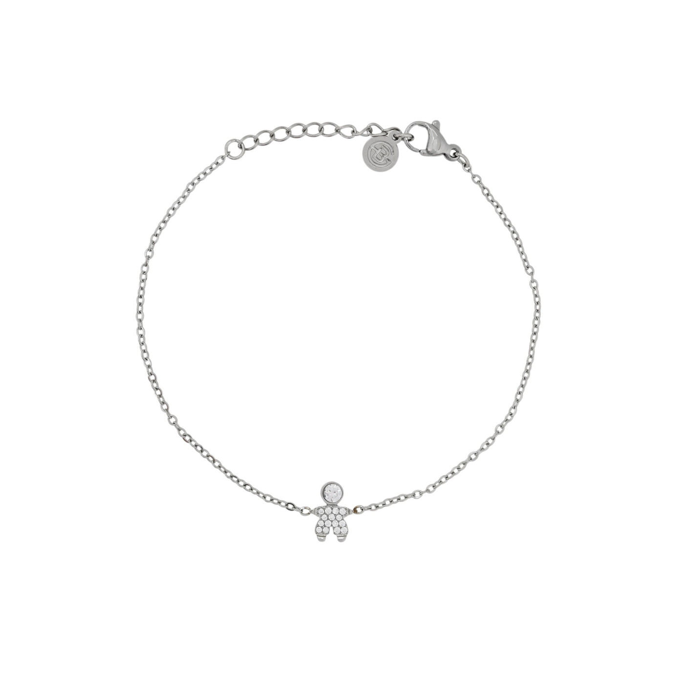 Boy bracelet steel with zirconies GB