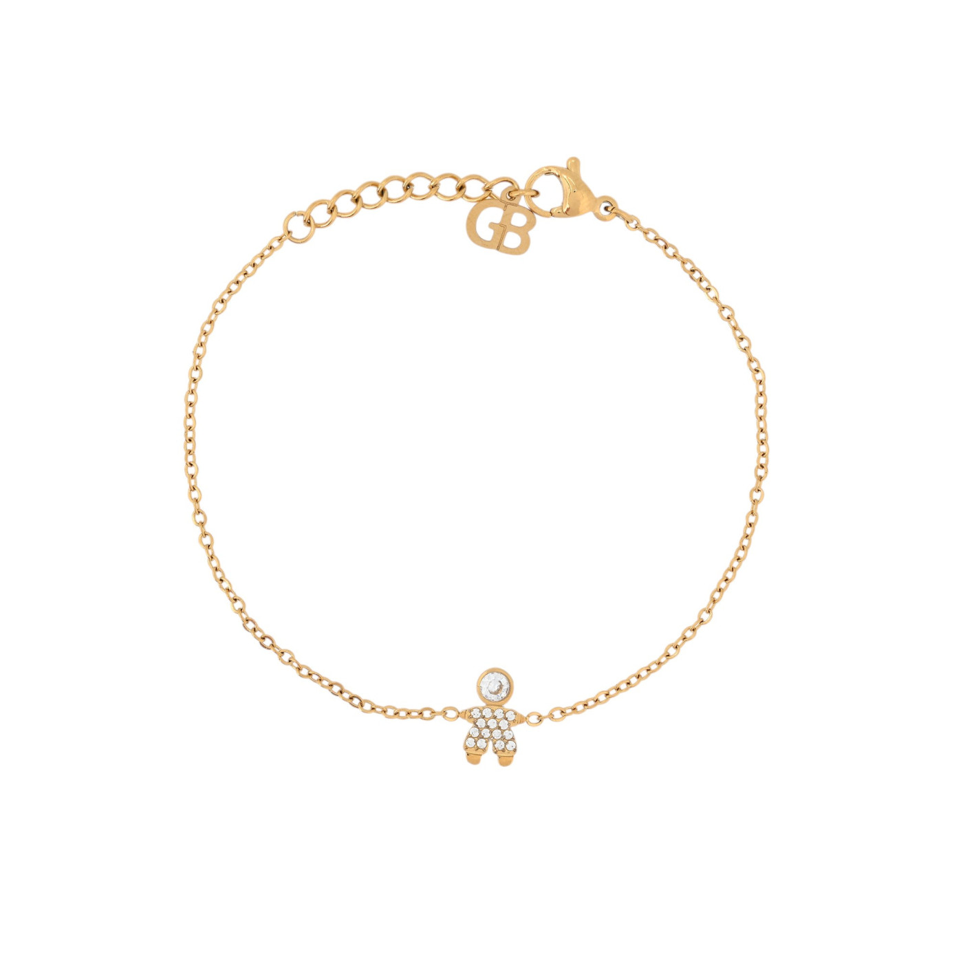 Boy bracelet steel with zirconies GB