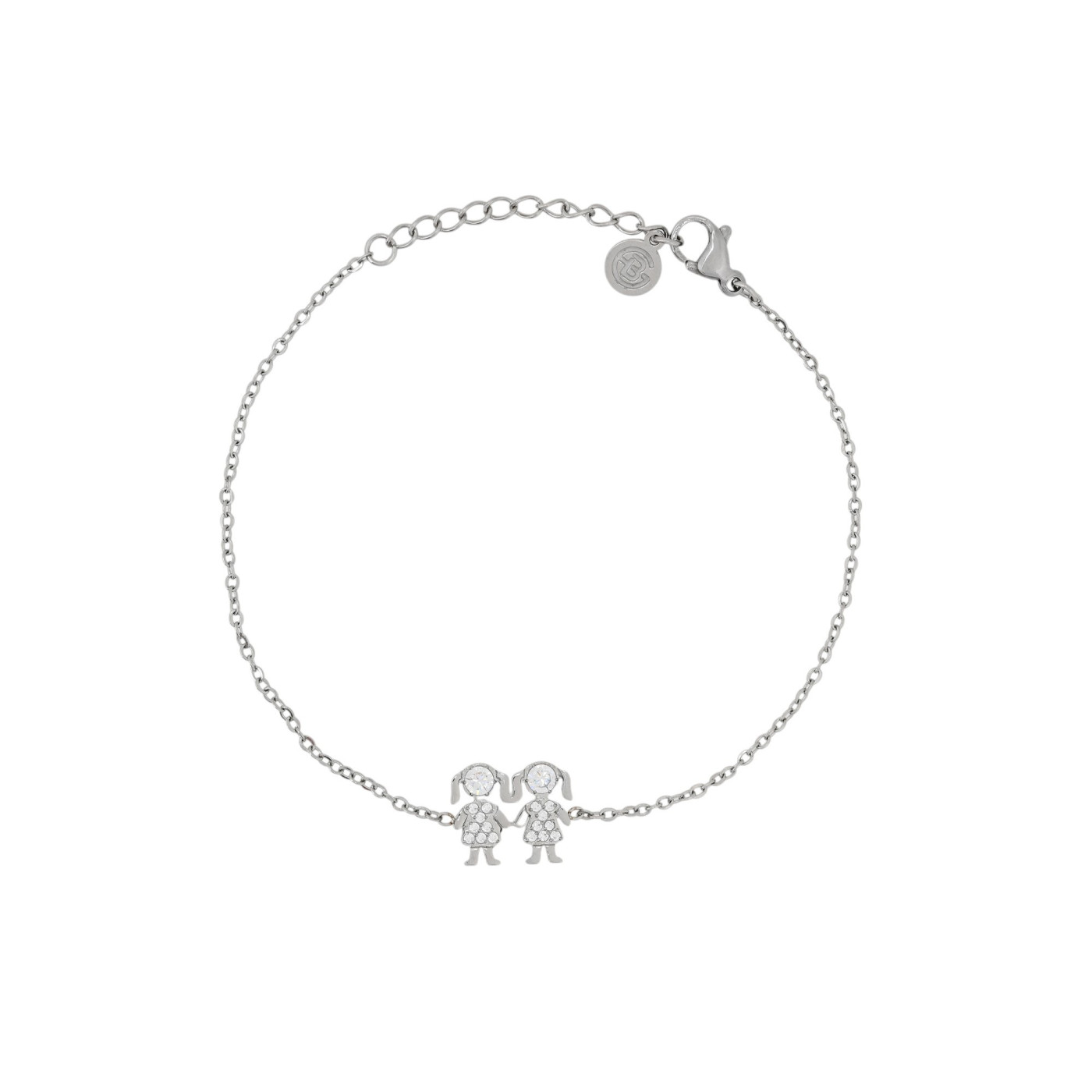 Pulsera acero y circonitas dos niñas GB