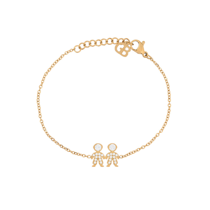 Bracelet stainless steel zirconies two boys GB