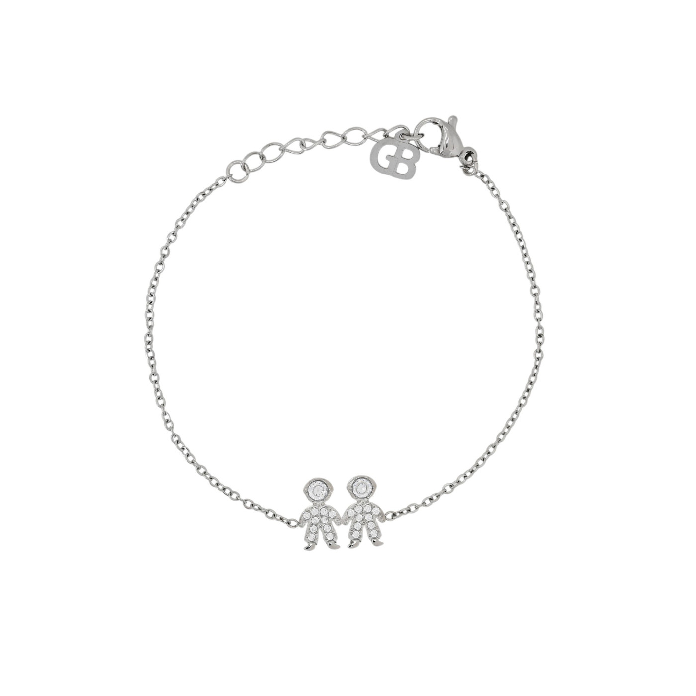 Bracelet stainless steel zirconies two boys GB