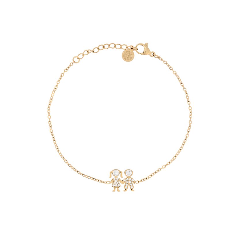 Pulseira aço e zircônias casal GB
