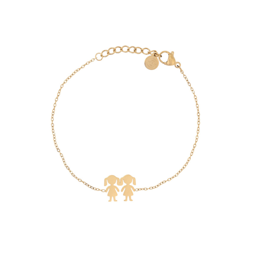 Bracciale in acciaio con due ragazze GB