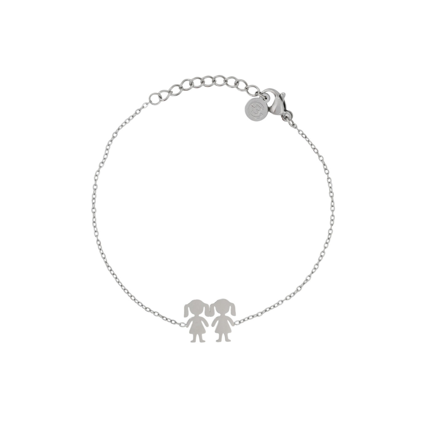Bracelet en acier avec deux filles GB