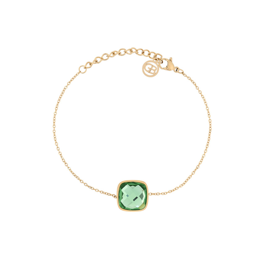 Bracelet en acier carrés pierre vert GB