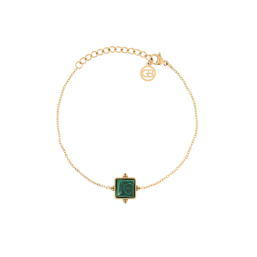 Steel bracelet irregulars stone green GB
