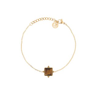 Pulsera en acero irregulares piedra marrón GB