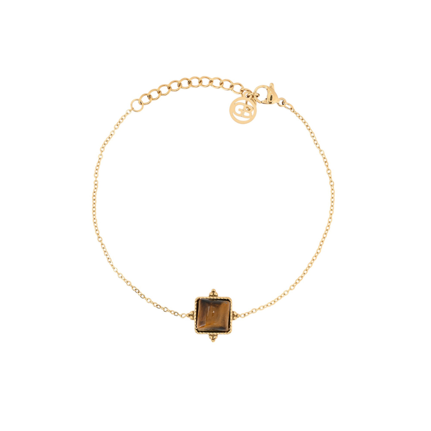 Pulsera en acero irregulares piedra marrón GB