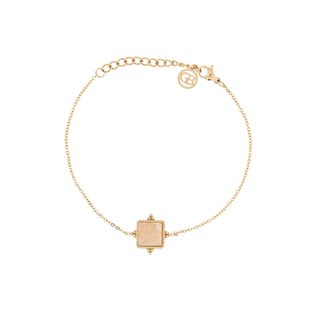 Pulseira em aço irregulares pedra beige GB