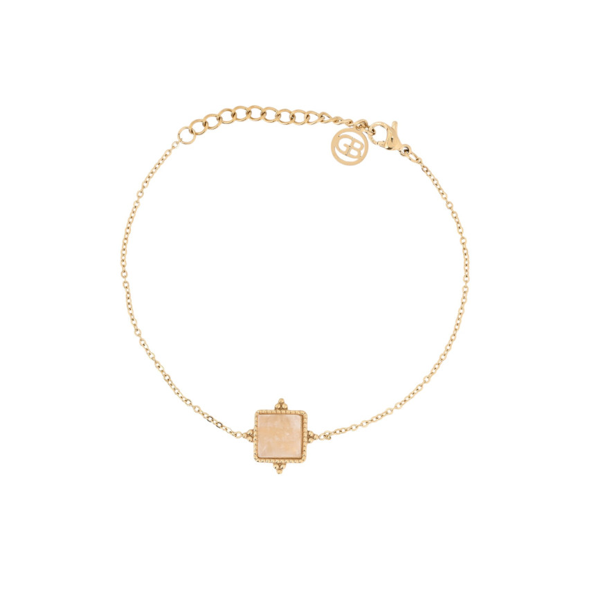Pulsera en acero irregulares piedra beige GB