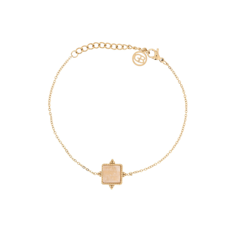 Pulsera en acero irregulares piedra beige GB