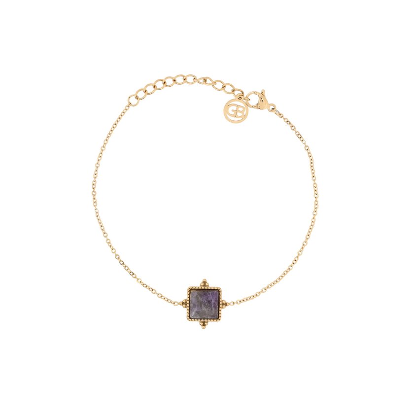 Bracciale in acciaio irregolare pietra viola GB