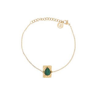 Pulseira em aço pendente oval verde GB