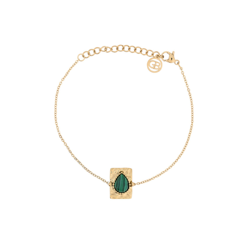 Steel bracelet pendant oval green GB