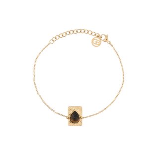 Pulseira em aço pendente oval castanho GB