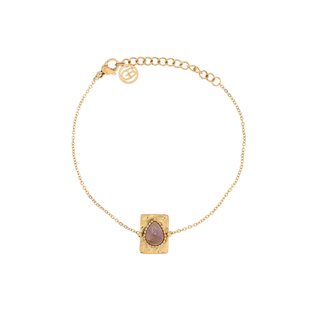 Pulseira em aço pendente oval roxo GB