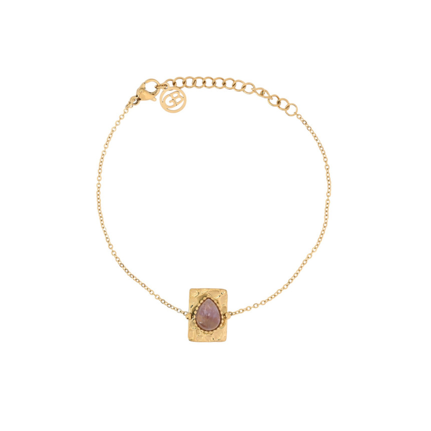 Pulsera en acero colgante oval violeta GB