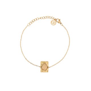 Pulseira em aço pendente oval beige GB