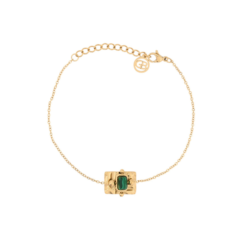 Pulseira em aço pendente retangular verde GB