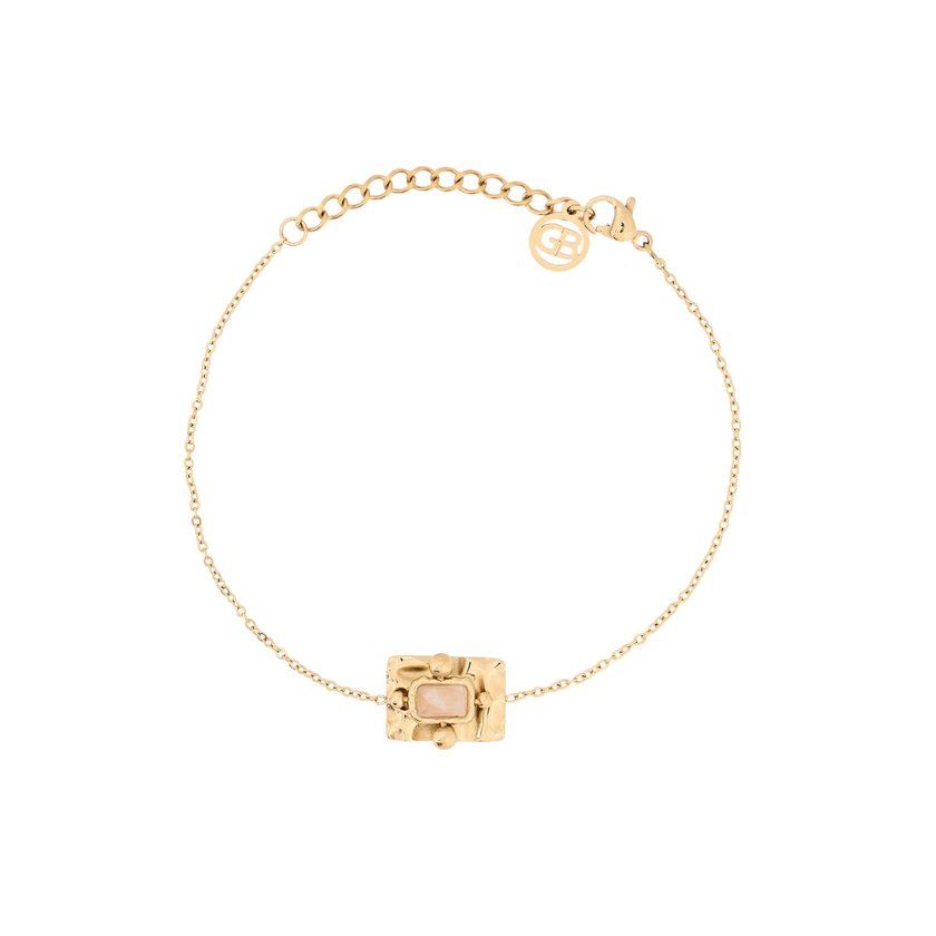 Pulseira em aço pendente retangular beige GB