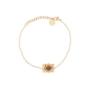 Pulseira em aço pendente retangular roxo GB