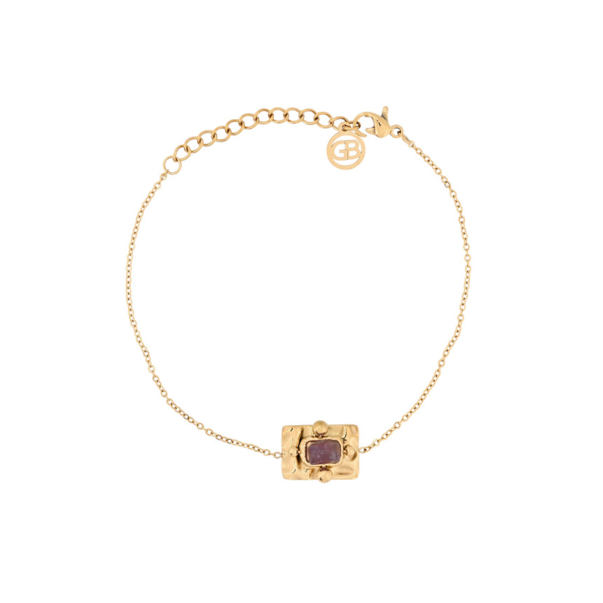 Pulseira em aço pendente retangular roxo GB