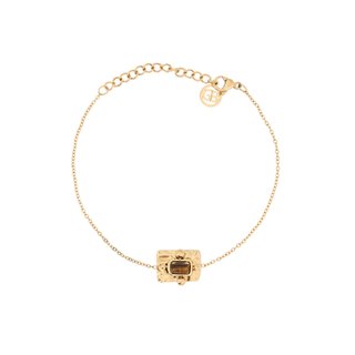 Pulseira em aço pendente retangular castanho GB