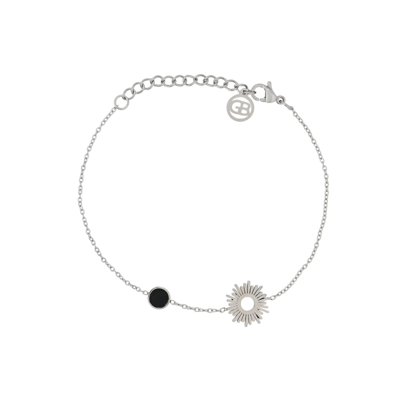 Bracciale in acciaio sole con pendenti GB