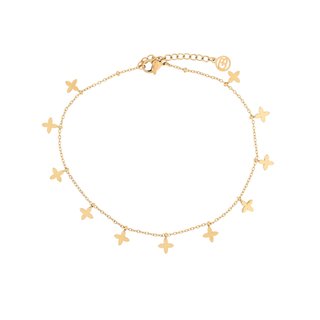 Pulseira de pé aço com pendentes flor GB
