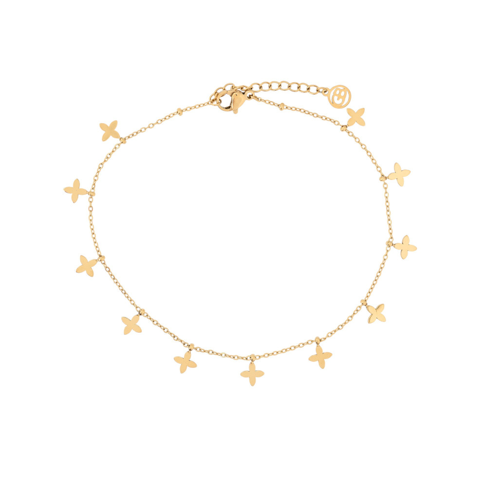 Bracciale piede acciaio con pendenti fiore GB