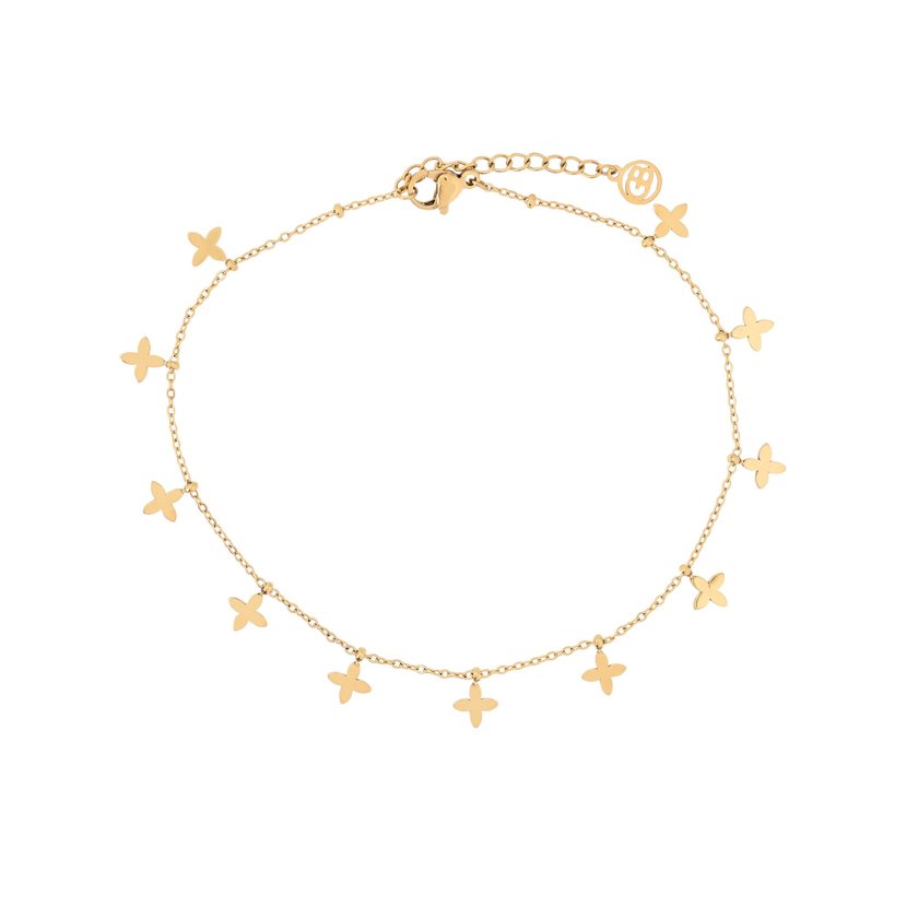 Pulseira de pé aço com pendentes flor GB
