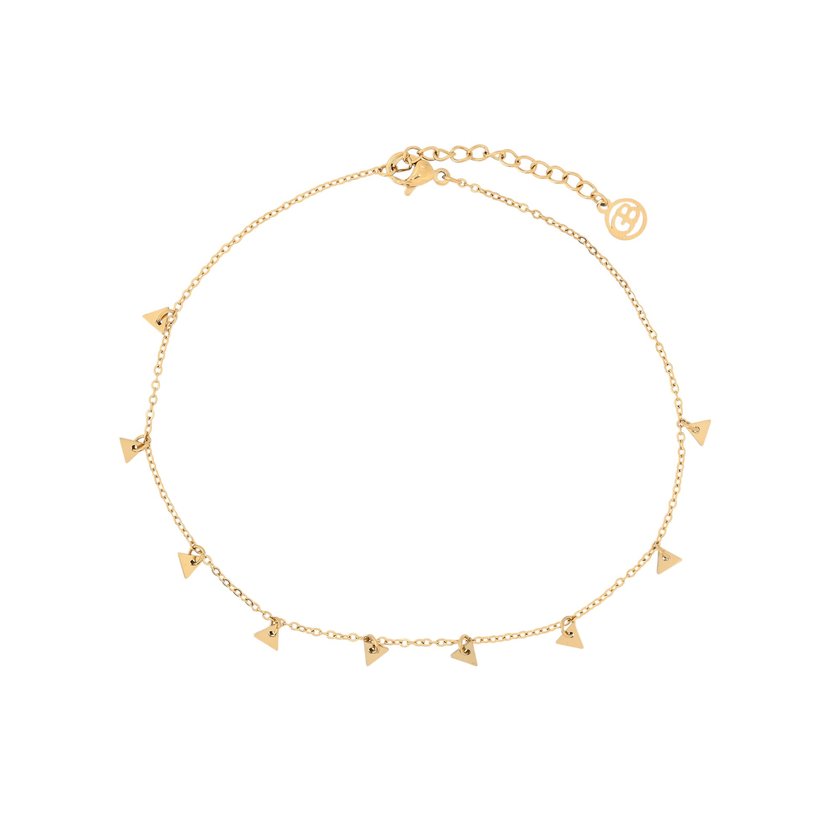 Steel foot bracelet with triangular pendants GB