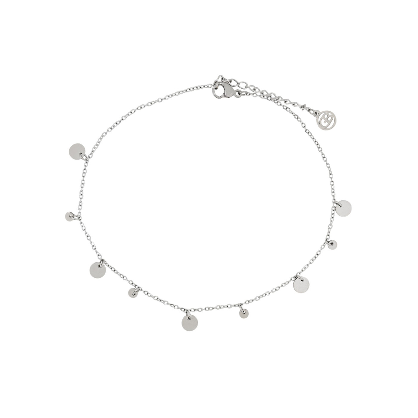 Steel foot bracelet with round pendants GB