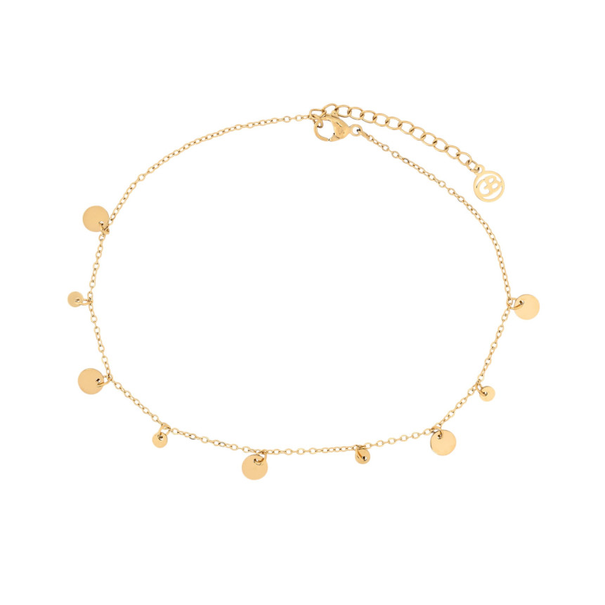 Pulseira de pé aço com pendentes redondos GB