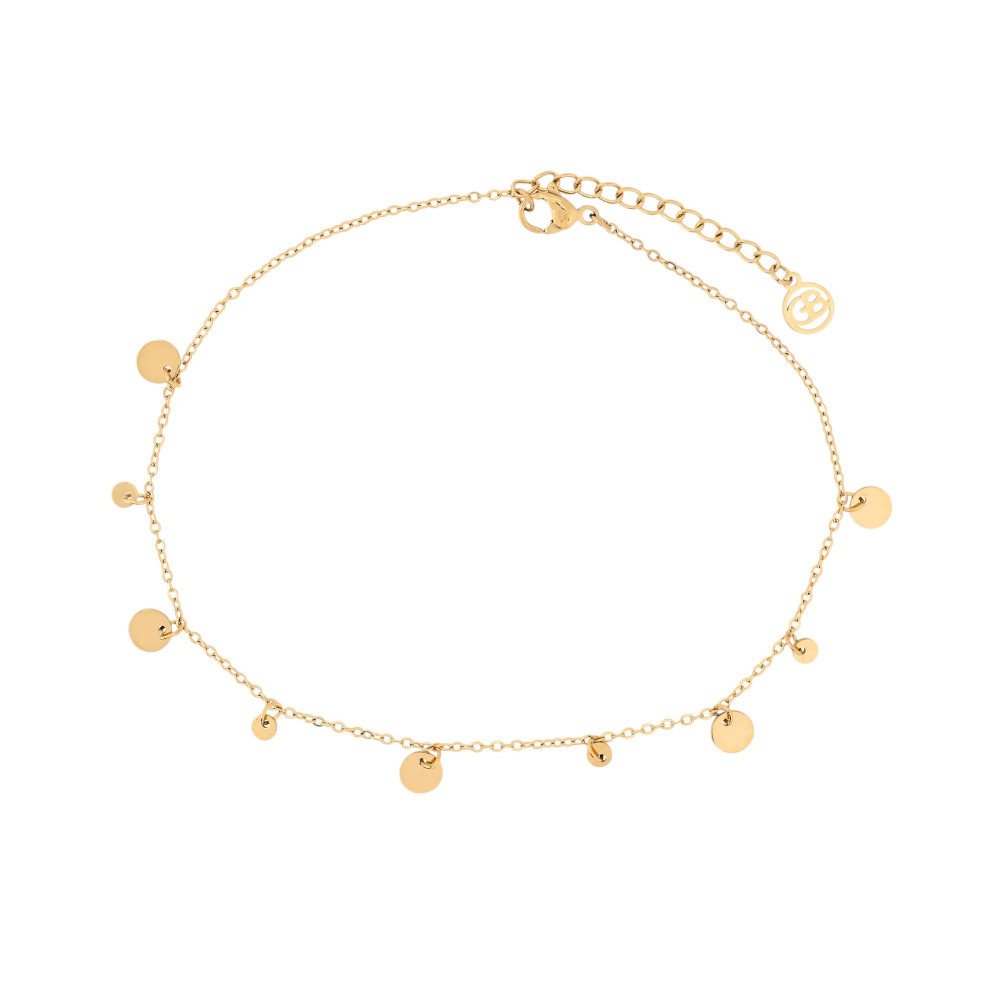 Pulseira de pé aço com pendentes redondos GB