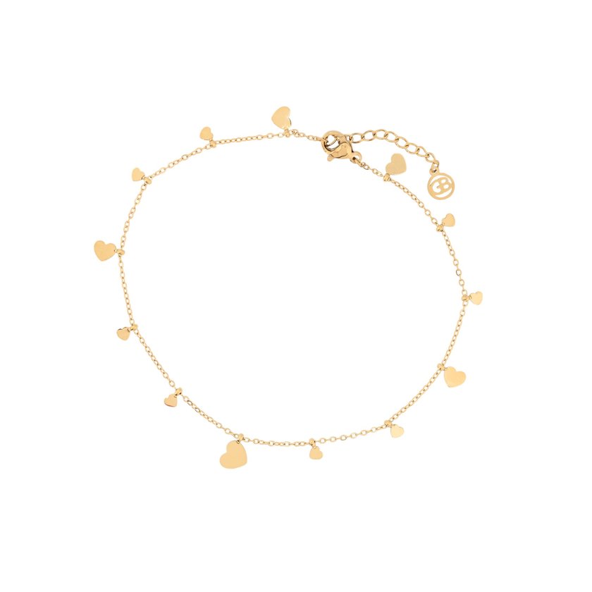 Pulseira de pé aço pendentes corações GB