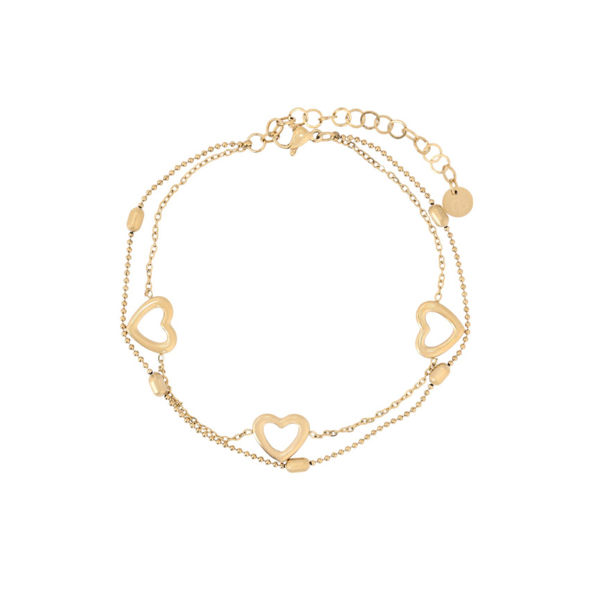 Pulseira de pé aço com corações GB