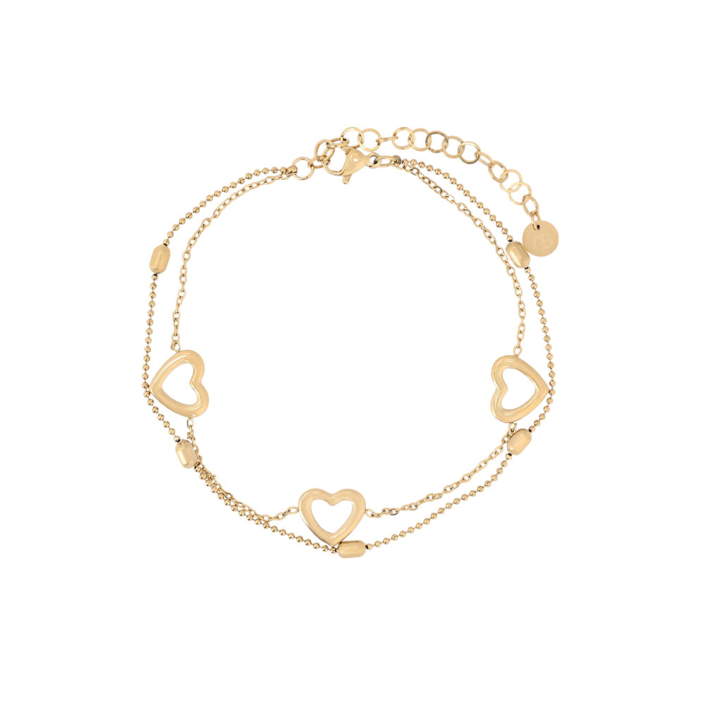 Pulseira de pé aço com corações GB