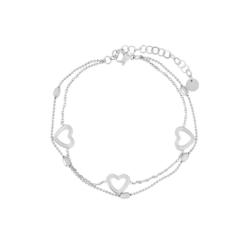 Steel foot bracelet with hearts GB